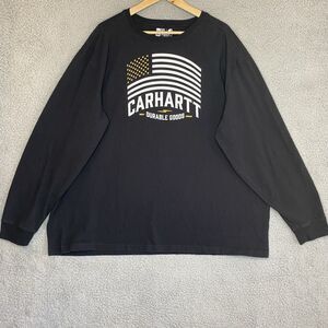 Carhartt T Shirt Mens 3XL Black Relaxed Fit Long Sleeve Crew Neck Pullover Tee